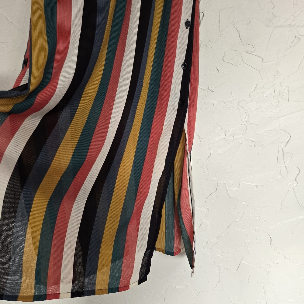 Revolve Line And Dot Rainbow Striped Button Side … - image 4